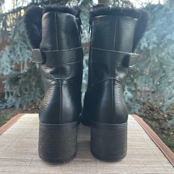 Black Pebbled Leather YOKONO Made in Spain Fur Lined Side-Zip Short Boots EU 38 - Picture 5 of 10